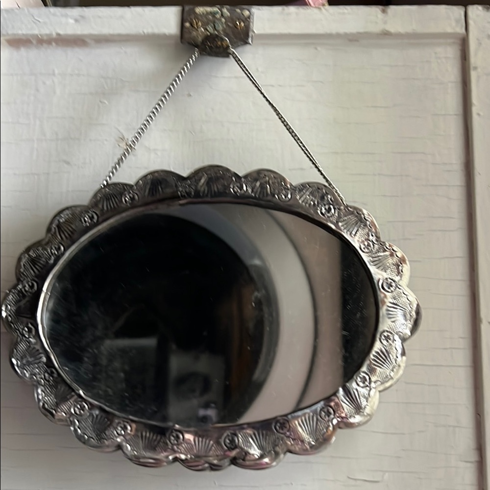 Elegant Silver Oval Wall Mirror